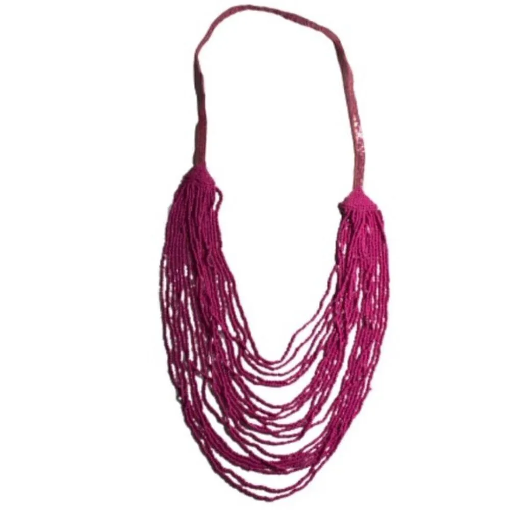 BaubleBar Long Tier Hot Pink Beaded Necklace